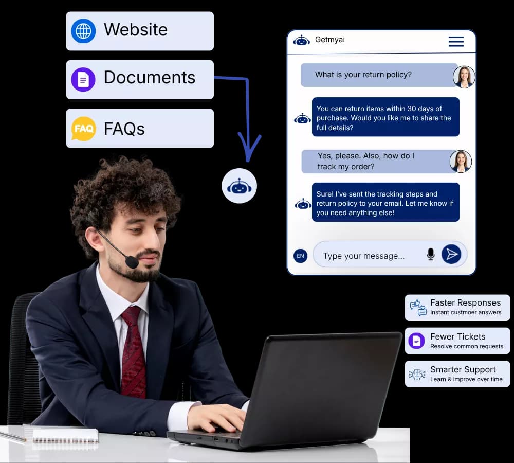 Customer support conversational AI workflow illustration