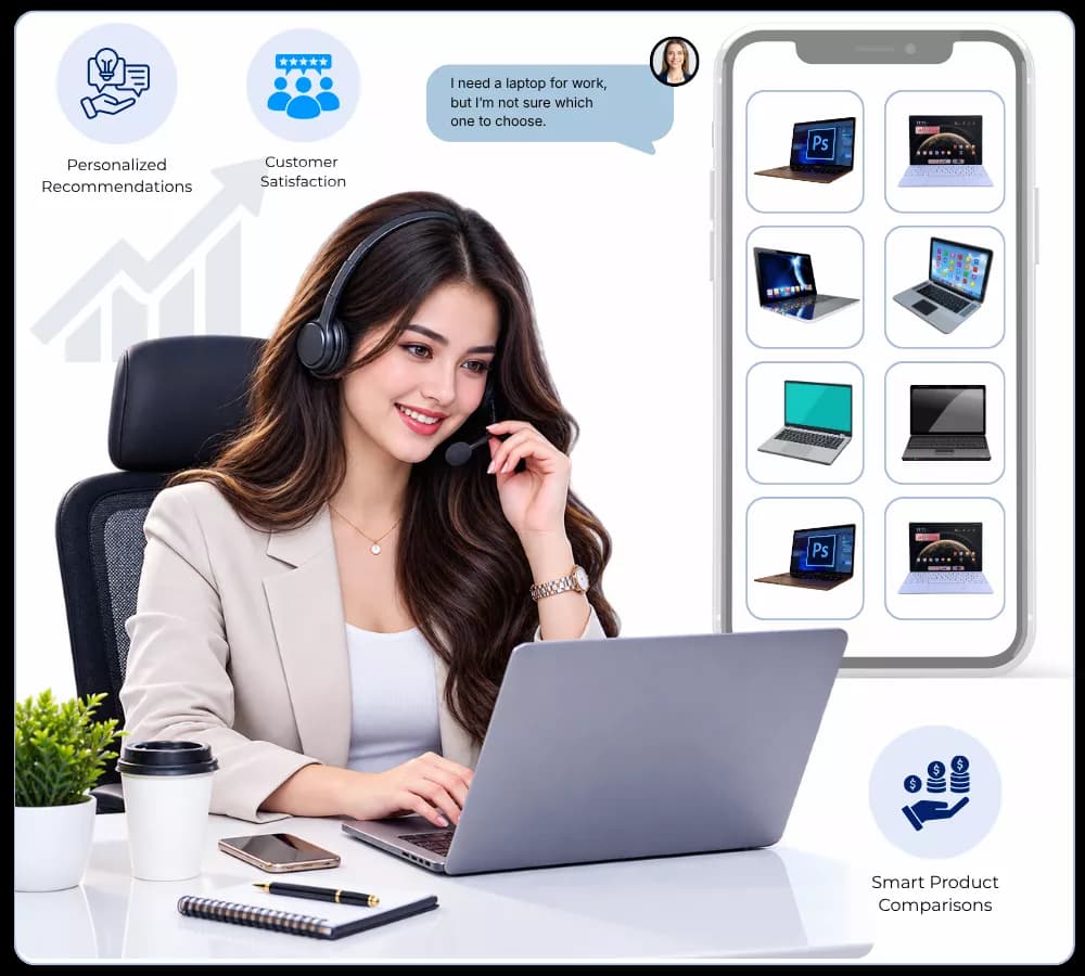 AI Visual Avatar recommending and comparing products for a shopper