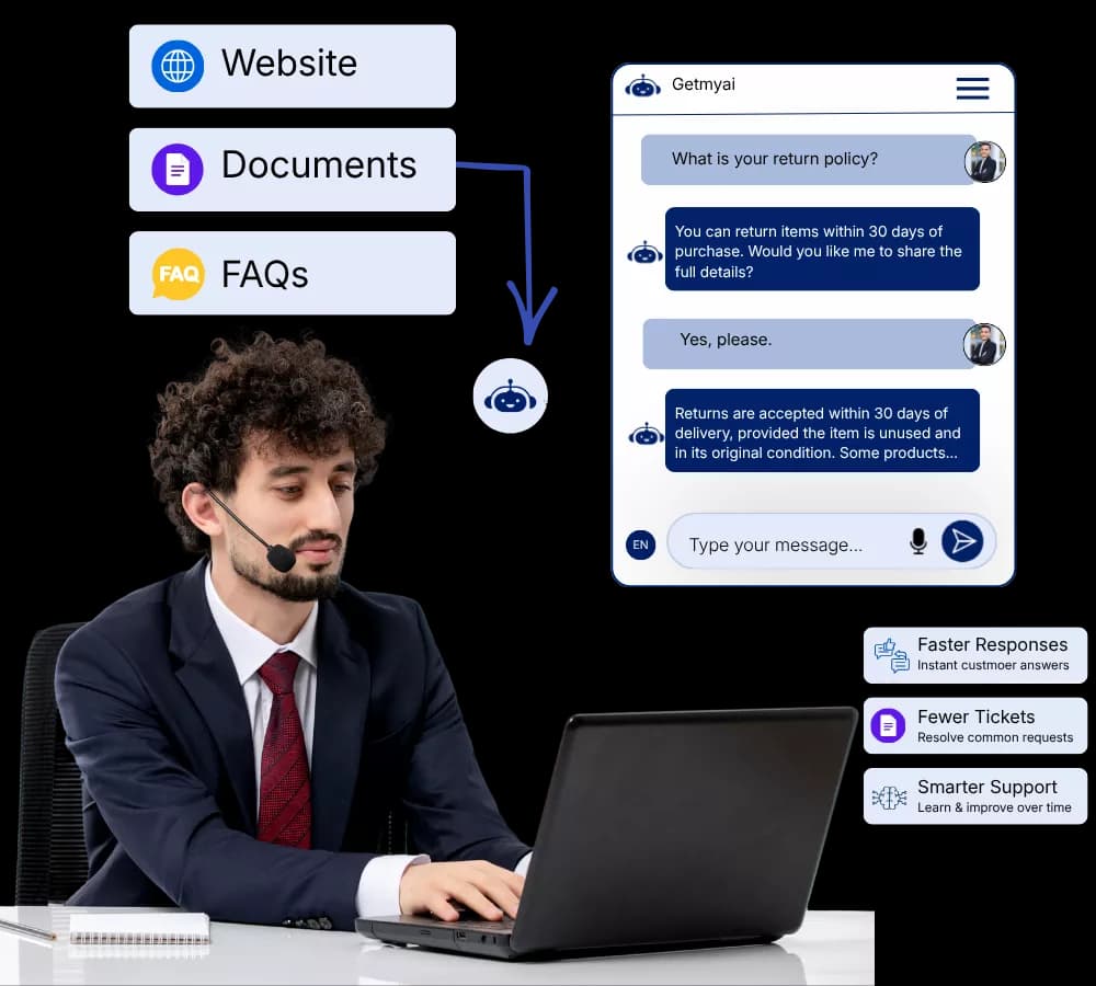 Customer support conversational AI workflow illustration