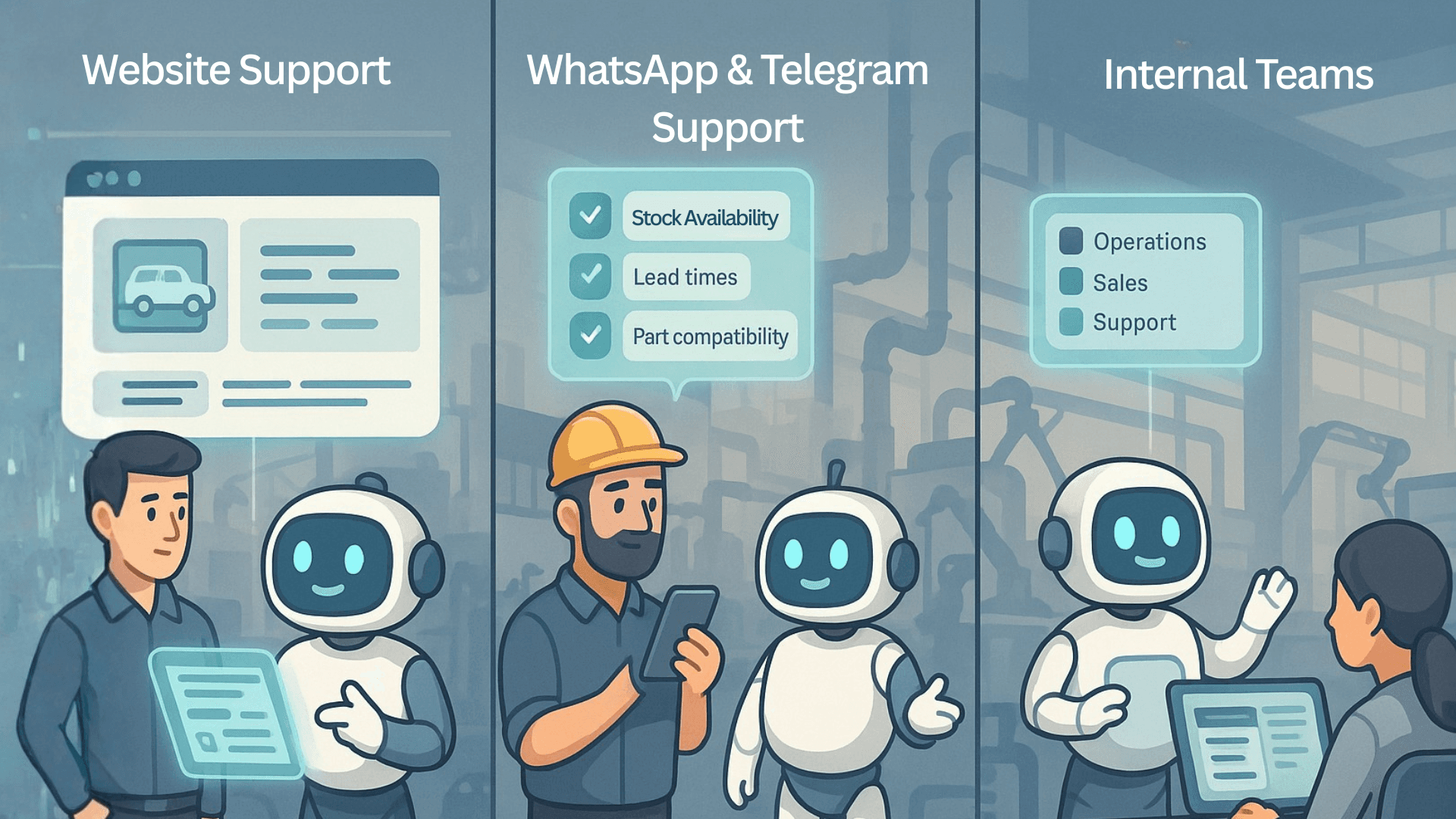 Support Across Websites and the Platforms Manufacturing Teams Use Most